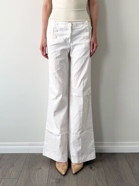 H&M cotton white sailor wide leg trousers